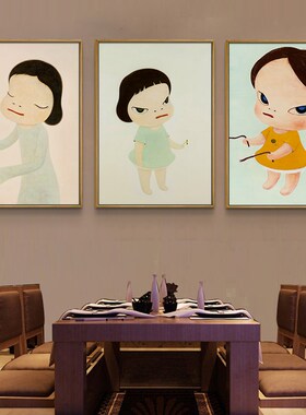 奈良美智装饰画女孩房间卧室造梦大头娃娃卡通壁画儿童房日式挂画