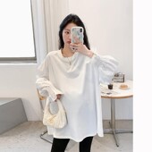 宽松显瘦拼接衬衫 重工蕾丝孕妇中长款 喇叭袖 新款 上衣 T恤2025春装