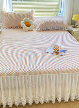 A类凉感冰豆豆凉席三件套床裙款可机洗夏季冰丝席床垫空调软席子