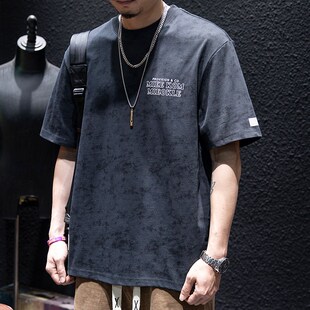 250g重磅复古纯棉短袖t恤男夏季宽松潮牌大码半袖男生潮流体恤潮