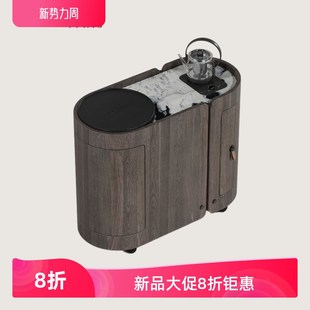 集影茶空间 移动茶台 奢石天y然大理石实木茶桌 移动茶桌子自动烧