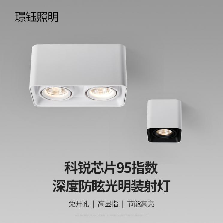 明装射灯双头led天花灯吸顶式斗胆灯单头无主灯客厅卧室家用筒灯