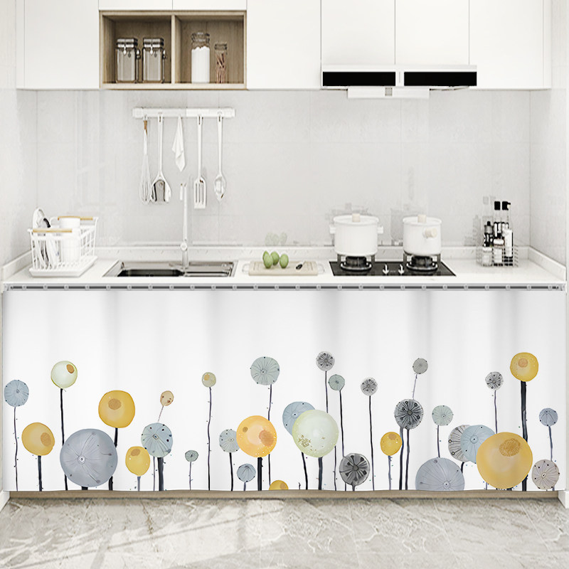 厨房橱柜遮挡帘滑轨粘贴式杂物架货架遮丑帘防尘防水可移动拉帘布
