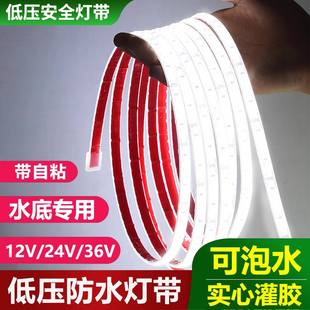 鱼缸专用灯带12V伏水池专用水下户外硅H胶灌胶灯带防水led条氛围