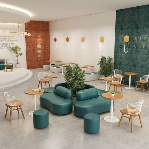 定制奶茶店桌椅休闲书p吧洽谈区椅甜品店咖啡厅烘焙店沙发桌椅组