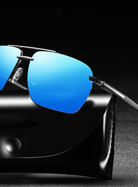时尚新款男士开车偏光太阳眼镜经典半框墨镜金属方形炫彩驾驶眼镜