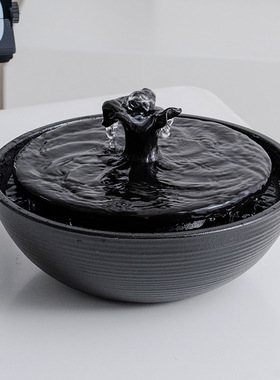 简约陶瓷流水摆件循环水客厅办公室茶桌装饰生财喷泉招财开业礼品