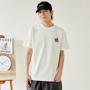 柯基贴布刺绣短袖男款2025夏季新款正肩t恤潮牌潮流白色半袖衣服