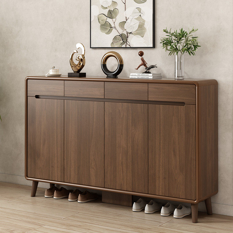 新中式家用多功能鞋柜进门客厅玄关柜入户门口实木V框隔断柜胡桃,住宅家具,鞋柜,淘宝优惠券,粉丝福利购,淘宝优惠卷