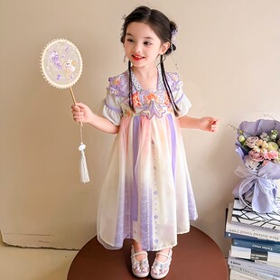 汉服女童连衣裙绣花2025新款儿童裙子女宝宝公主裙小女孩夏季超仙