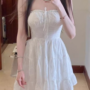 不下滑 刺绣连衣裙 有绑带调节胸围包容强纯棉小白裙新 蓬蓬 3.19