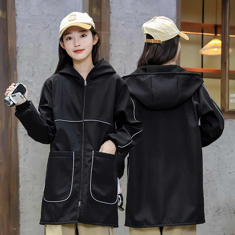 男女工作服防水罩衣厨房防风衣外套保暖耐脏加绒2024中长款logo