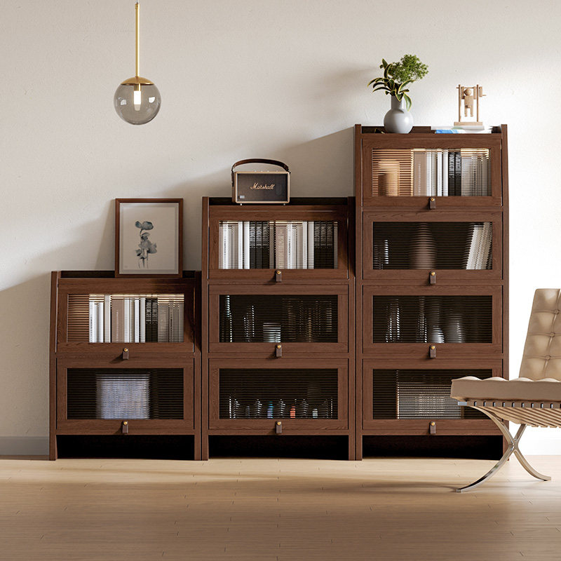 实木防尘书柜带玻璃门家用儿童简A约现代落地式储物展示柜立柜窄,住宅家具,单个书柜,淘宝优惠券,粉丝福利购,淘宝优惠卷