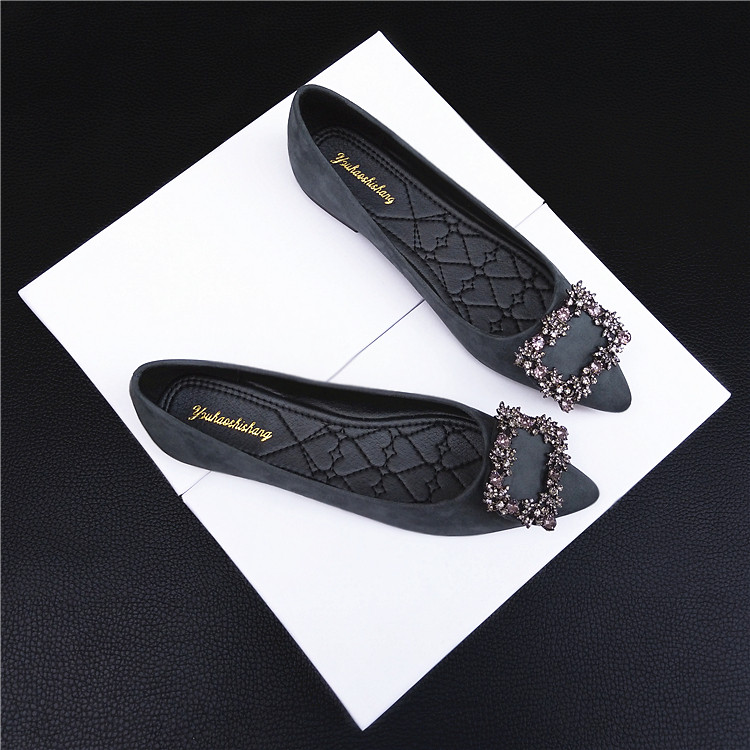 2021夏季新款网红尖头单鞋钻扣平底鞋女百搭舒适四季鞋软底豆豆鞋,女鞋,浅口单鞋,淘宝优惠券,粉丝福利购,淘宝优惠卷