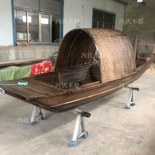 木船渔船实木水上仿古乌篷船手工装饰吊顶M船观光旅游电动游船户