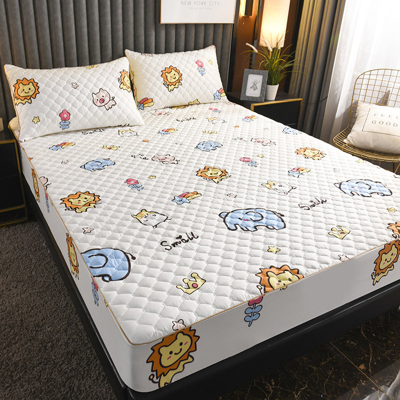 纯棉床笠单件全棉加厚夹棉薄床垫套席梦思保护套防滑卡通儿童床罩