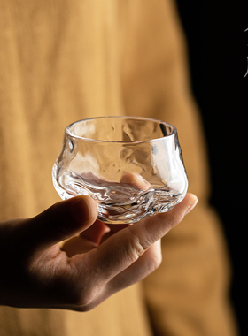 日式水晶玻璃茶杯主人杯手工创意品茗杯个人单杯泡茶杯子功夫茶具