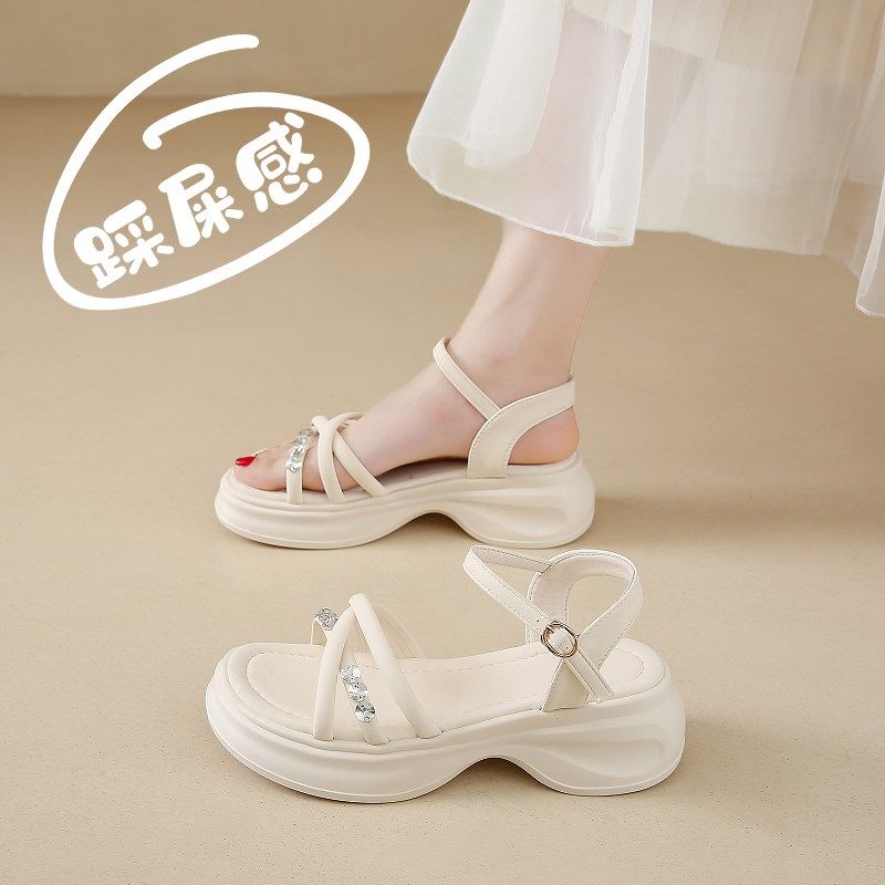 厚底时尚凉鞋女夏季外穿2025新款配裙子百搭小码3U4孕妇软底凉拖,女鞋,一字带凉鞋,淘宝优惠券,粉丝福利购,淘宝优惠卷