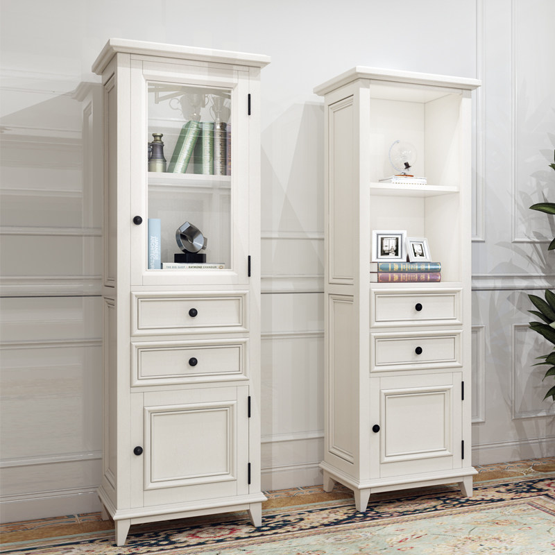 美式客厅浴室边柜窄侧柜立柜卫生间橡木实木马桶置储物柜高柜定制