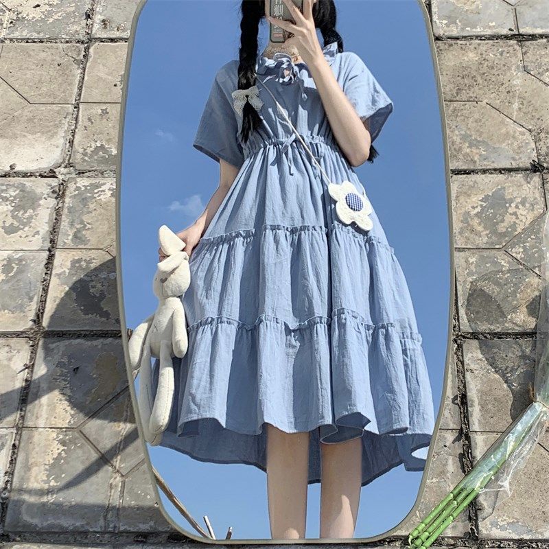 女大童日系连衣裙夏装12-15岁女孩公主裙16初中学生小清新长裙子
