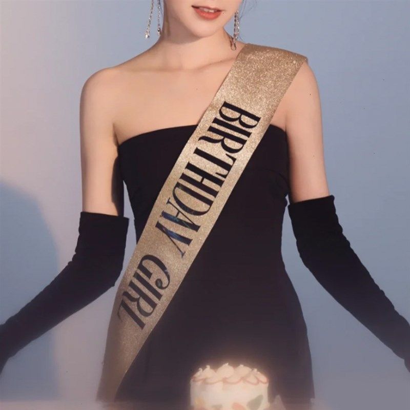高档香槟金葱布闪粉斜肩带公主生日氛I围照拍摄道具礼仪绶带定制,个性定制/设计服务/DIY,礼仪绶带定制,淘宝优惠券,粉丝福利购,淘宝优惠卷