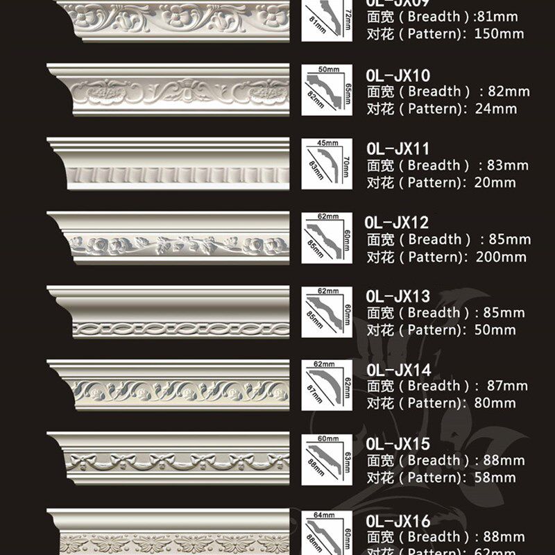 PU阴角线顶角线欧式天花吊顶装饰D线条背景墙装修材料 面宽8公分