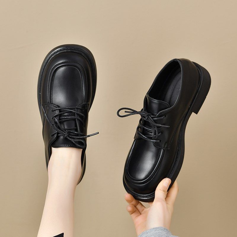 黑色英伦风小皮鞋女平底系带休闲鞋春季百搭配西裤通勤不累脚单鞋,女鞋,深口单鞋,淘宝优惠券,粉丝福利购,淘宝优惠卷