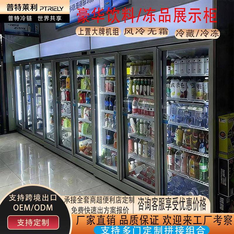 普特莱利饮料冷藏展示柜商用超市便利店立式冷冻展示冰柜风冷无霜