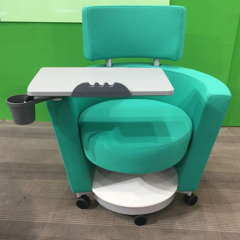 创意移动布艺带轮大写字板会议椅教学培训室听课椅培训椅