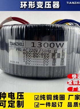1300W环形变压器/220V/双60V双15V单15V单12V单9V/功放音响电源牛