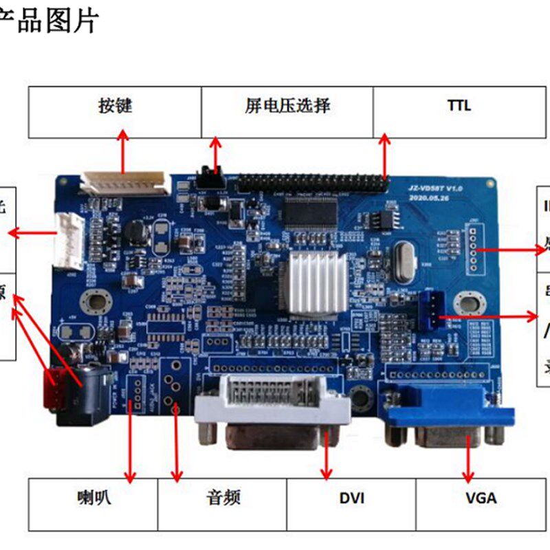 液晶屏TTL接口转接板 驱动板 转接VGA/DVI  TTL 转接板驱动板