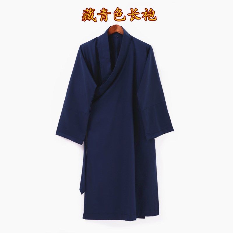 新款道家用品道袍道服褂长袍长褂练功服道士服装男长袖竹节麻太极