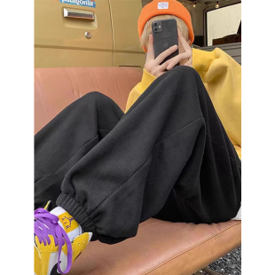 纯棉重磅宽松束脚灯笼运动裤 特大码 新款 子男女春秋季 300斤休闲裤