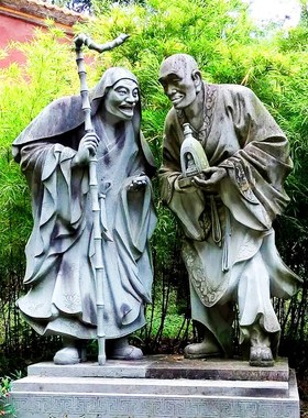 古代僧人玻璃钢仿铜雕塑定制历史人物雕像户外景观广场摆件