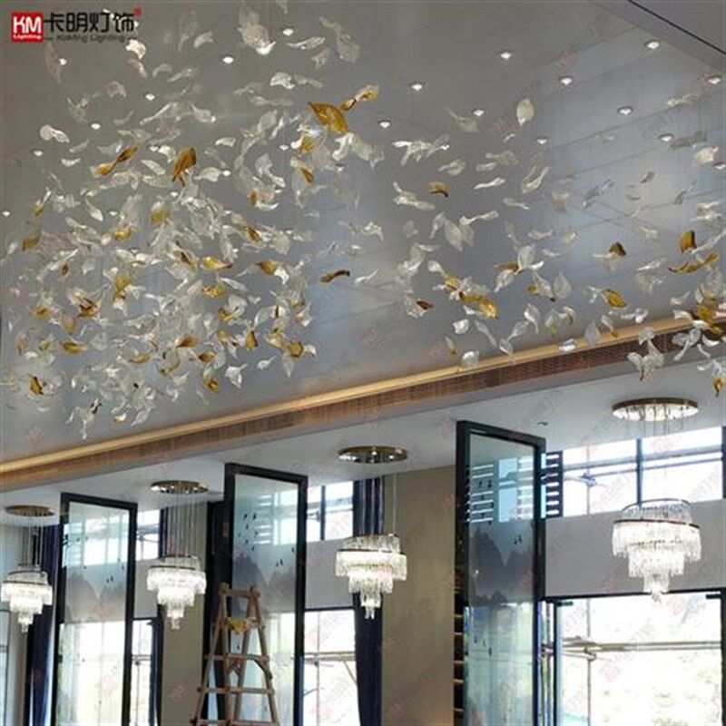 现货售楼中心酒店大堂天花艺术玻璃吊灯琉璃艺术吊灯制作