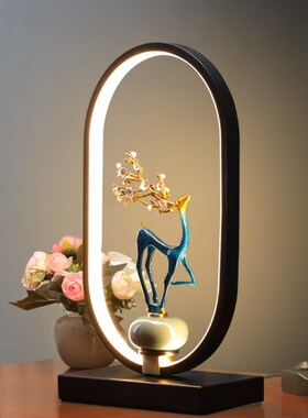 温馨浪漫禅意玄关福鹿调光结婚房触摸现代新中式台灯卧室床头