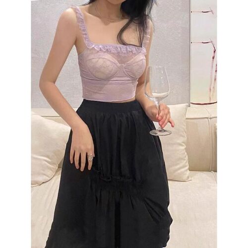 inner樱内纯欲法式别致小背心内搭花边蕾丝吊带美背X内衣女带胸垫