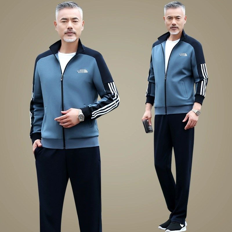 中老年男装外套秋装爸爸运动服休闲套装春秋宽松中年人父亲两件套