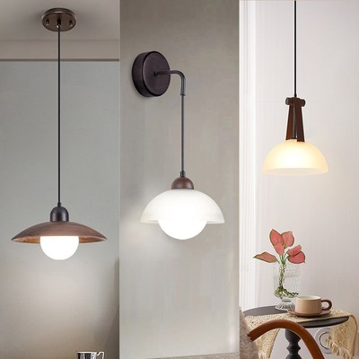 中古风小吊灯卧室床头灯北美黑胡桃木高级感餐厅吧台茶室长线吊灯