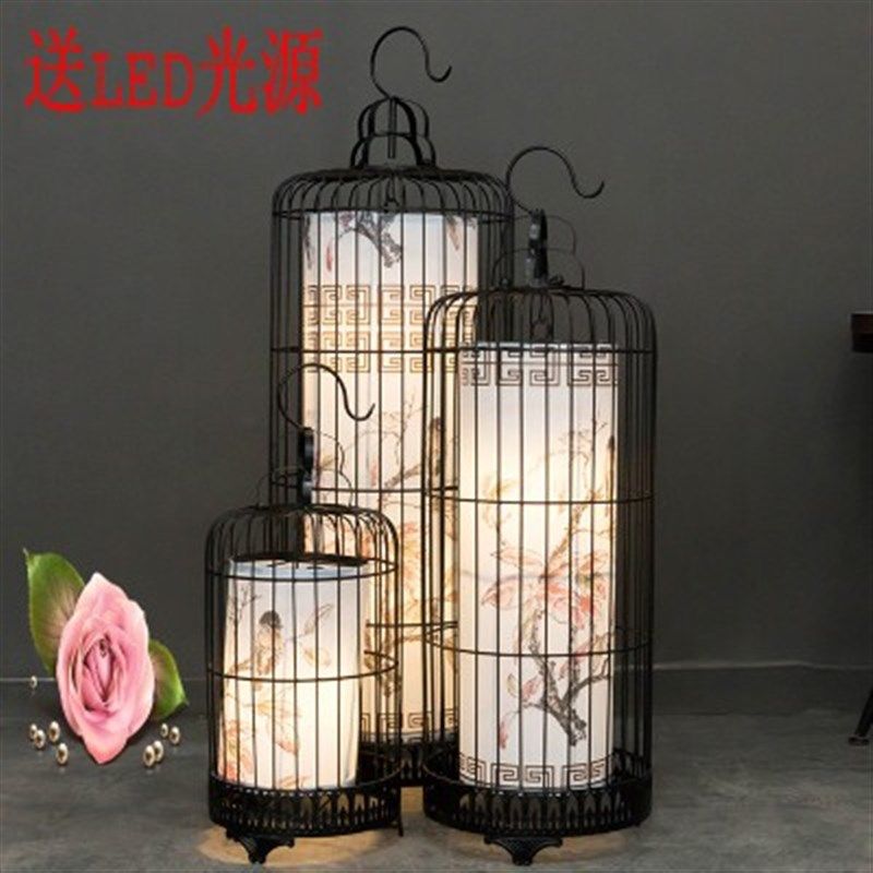 铁艺鸟笼灯山庄民宿吊灯新中式创意仿古落地灯火锅店餐厅摆件灯饰,家装灯饰光源,酒店/宴会厅/餐饮吊灯,淘宝优惠券,粉丝福利购,淘宝优惠卷