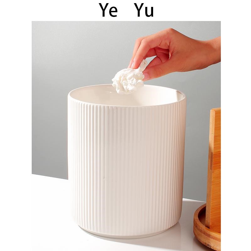 外贸桌面垃圾桶客厅茶几创意陶瓷无盖收纳桶卧室家用桌上大号餐桌