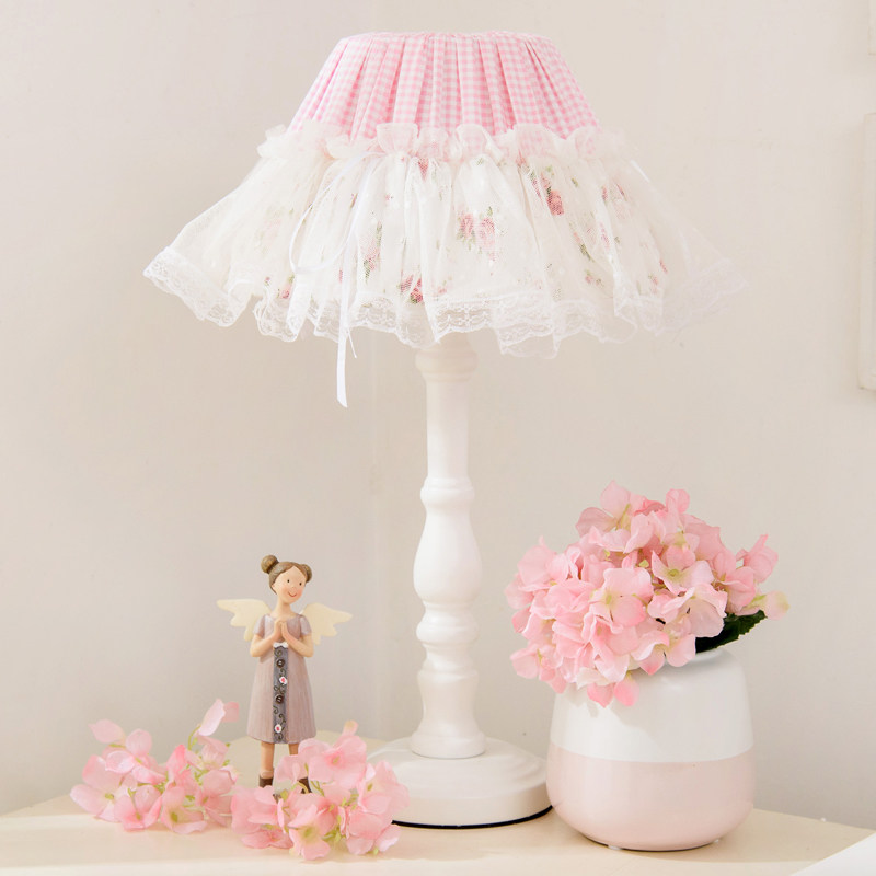 欧式暖光少女心温馨儿童房台灯卧室床头柜灯梦幻公主女孩韩式蕾丝