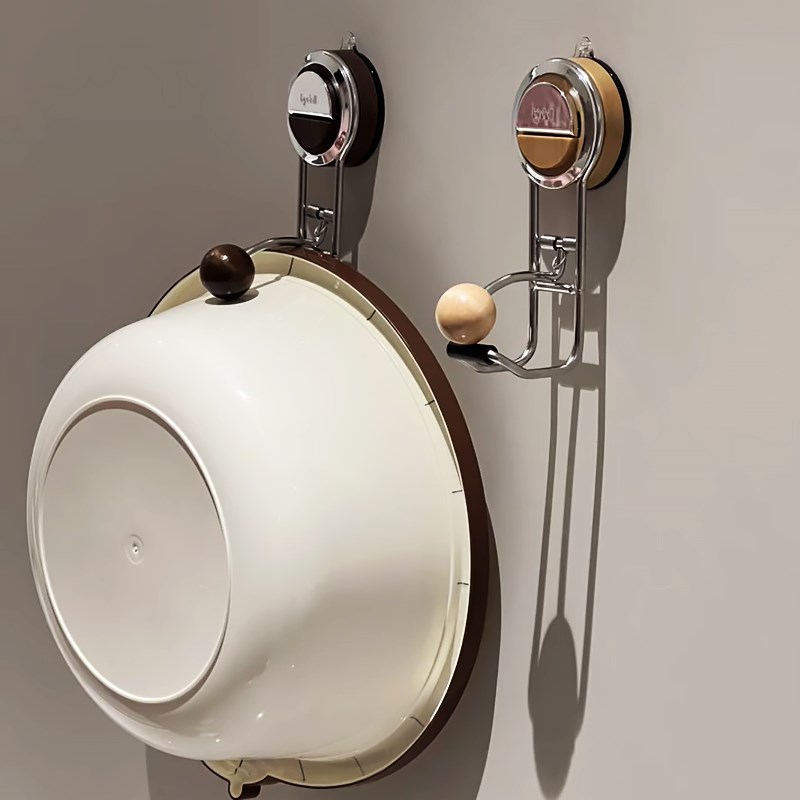 中古风脸盆架免打孔壁挂式挂钩子不锈钢吸盘卫生间浴室收纳置物架