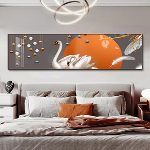 轻奢卧室装饰画现代简约床头挂画抽象天鹅主卧墙画酒店宾馆墙壁画