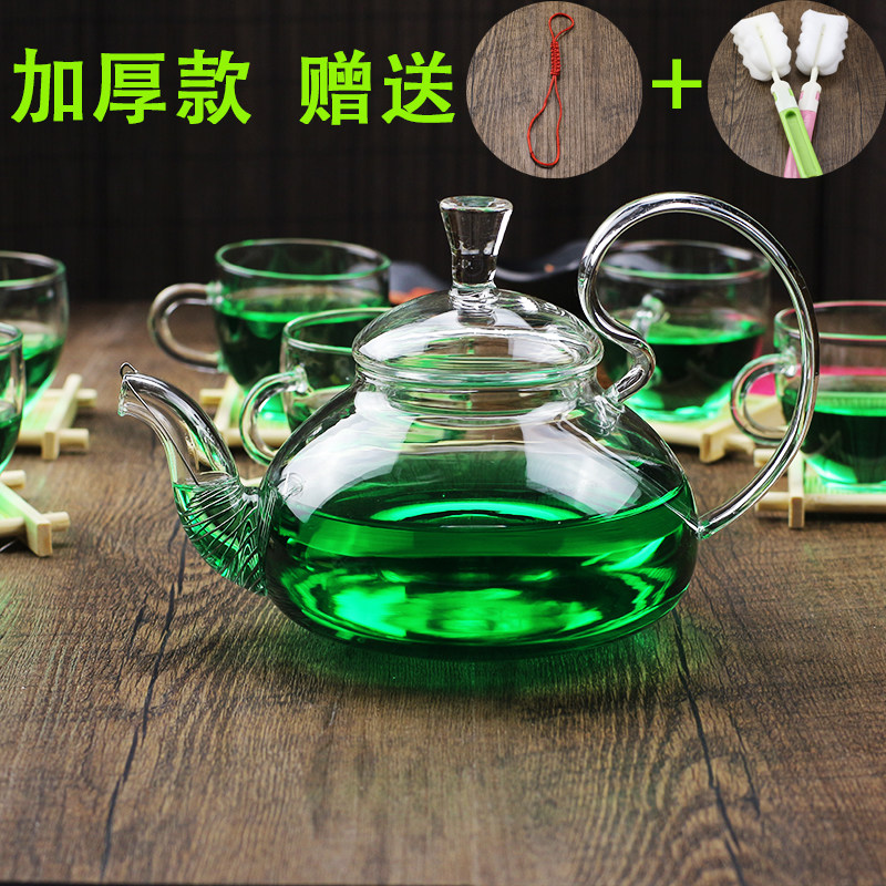 耐热玻璃茶壶加厚茶具套装花茶壶可加热耐高温高把壶过滤茶壶泡茶