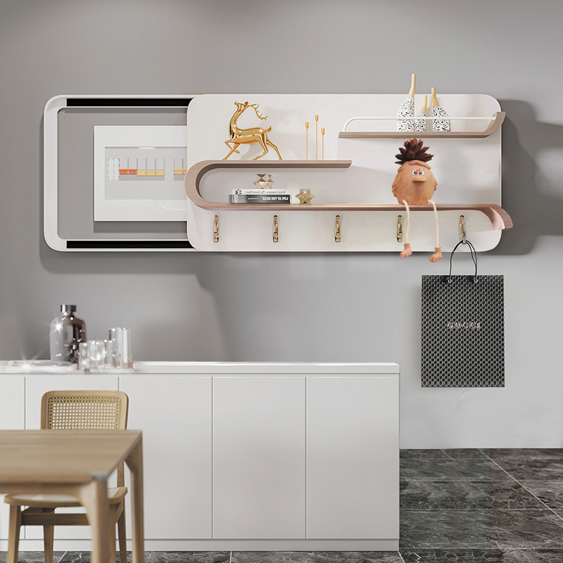 遮挡电表箱装饰轻奢高端实木创意配电箱挂画客厅多功能置物架挂件