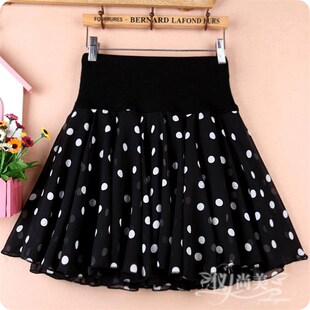 秋冬a字短裙雪纺半身裙蓬蓬大码女装显瘦高腰黑色打底大摆纱裙子