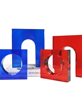 简约轻奢书柜创意客厅装饰家居饰品样板房透明水晶拱门型纸镇摆件