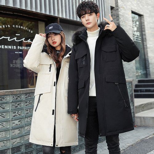 2022年羽绒服新款大码鹅工装情侣中长款冲锋衣男女冬季工装可定制