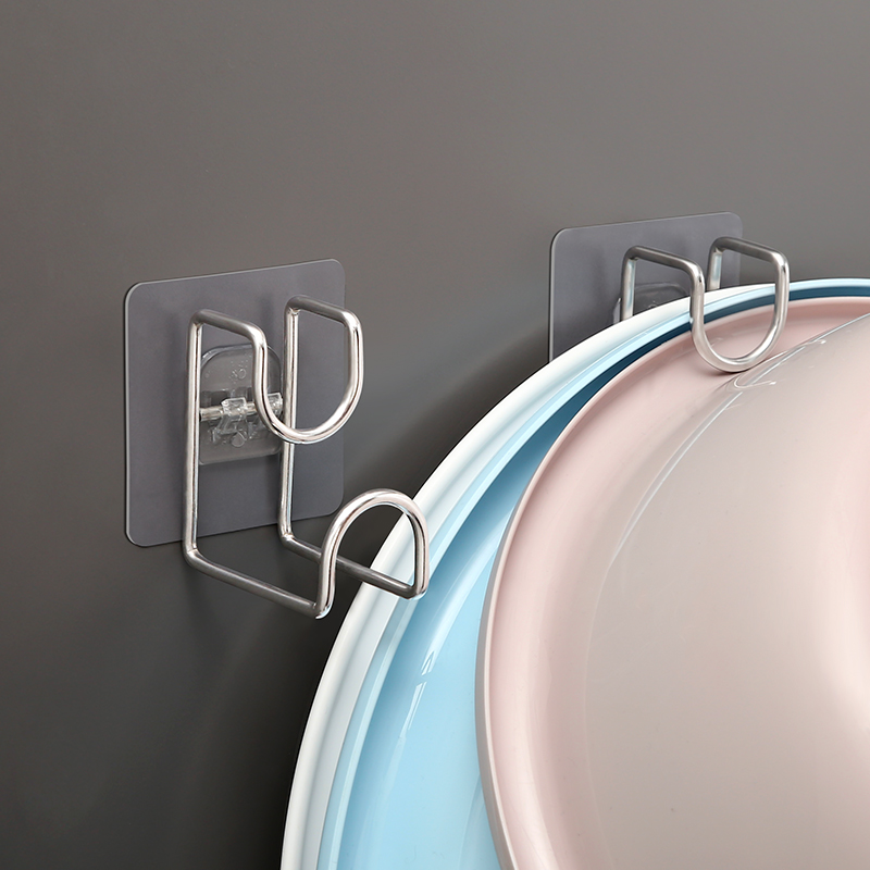 不锈钢脸盆架卫生间免打孔浴室置物可折叠放盆子洗脸盆收纳架子